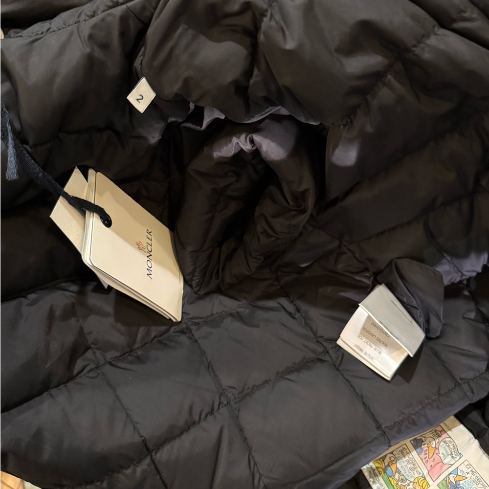 Moncler Black Quilted Down Hooded Parka with Fur Trim - Picture 5 of 6